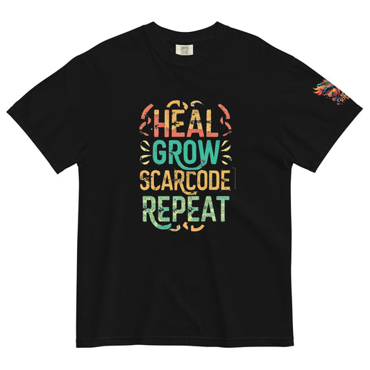 Heal Grow Scarcode Repeat Heavyweight T-shirt - 8 SCRCDE